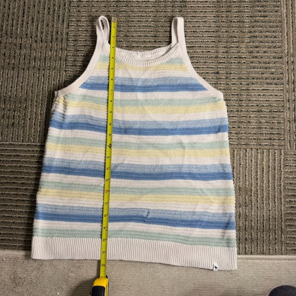 Abercrombie Girls Crochet Tank Top Blue Yellow Cream Stiped - Picture 4 of 5